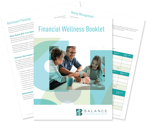 Preview of three pages from the Financial Wellness Booklet